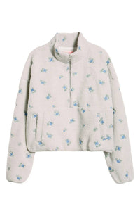 The Happy Camp3R - Elle Periwinkle Petals Fleece Half Zip Pullover