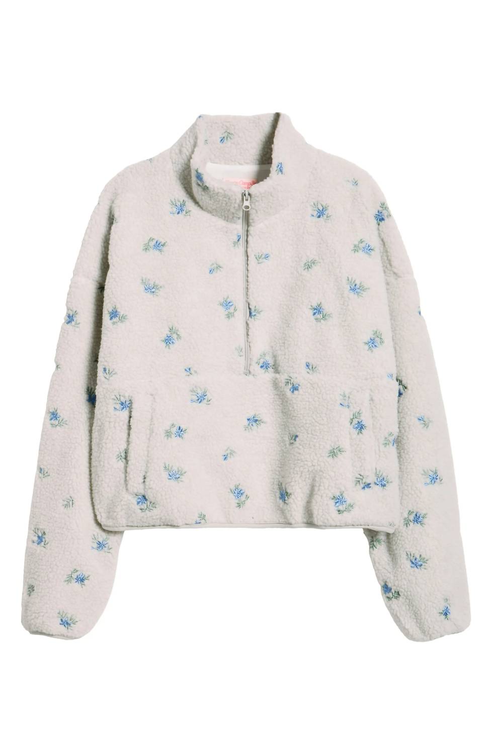 The Happy Camp3R - Elle Periwinkle Petals Fleece Half Zip Pullover