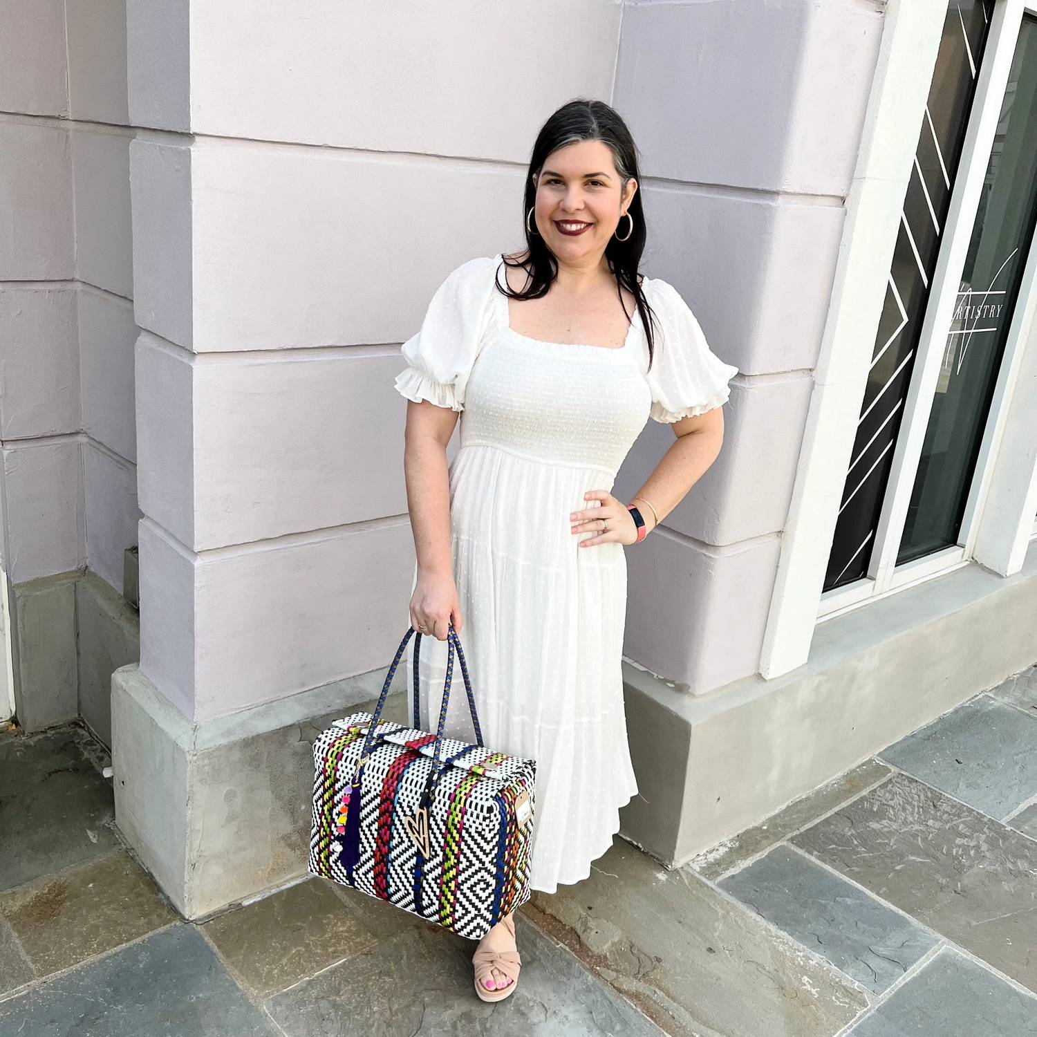 Mittoshop - Swiss Dot Smocking Bodice Midi Dress