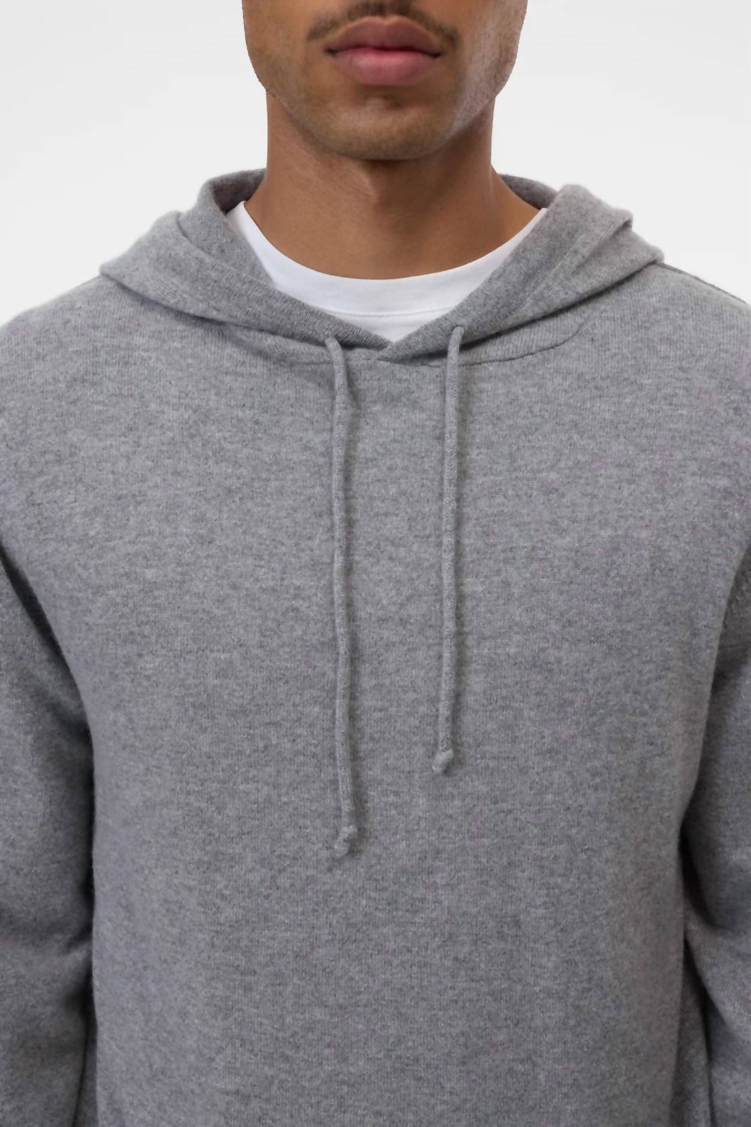 CLOSED Cashmere Hoodie in light grey melange - men's shirt - alternate view