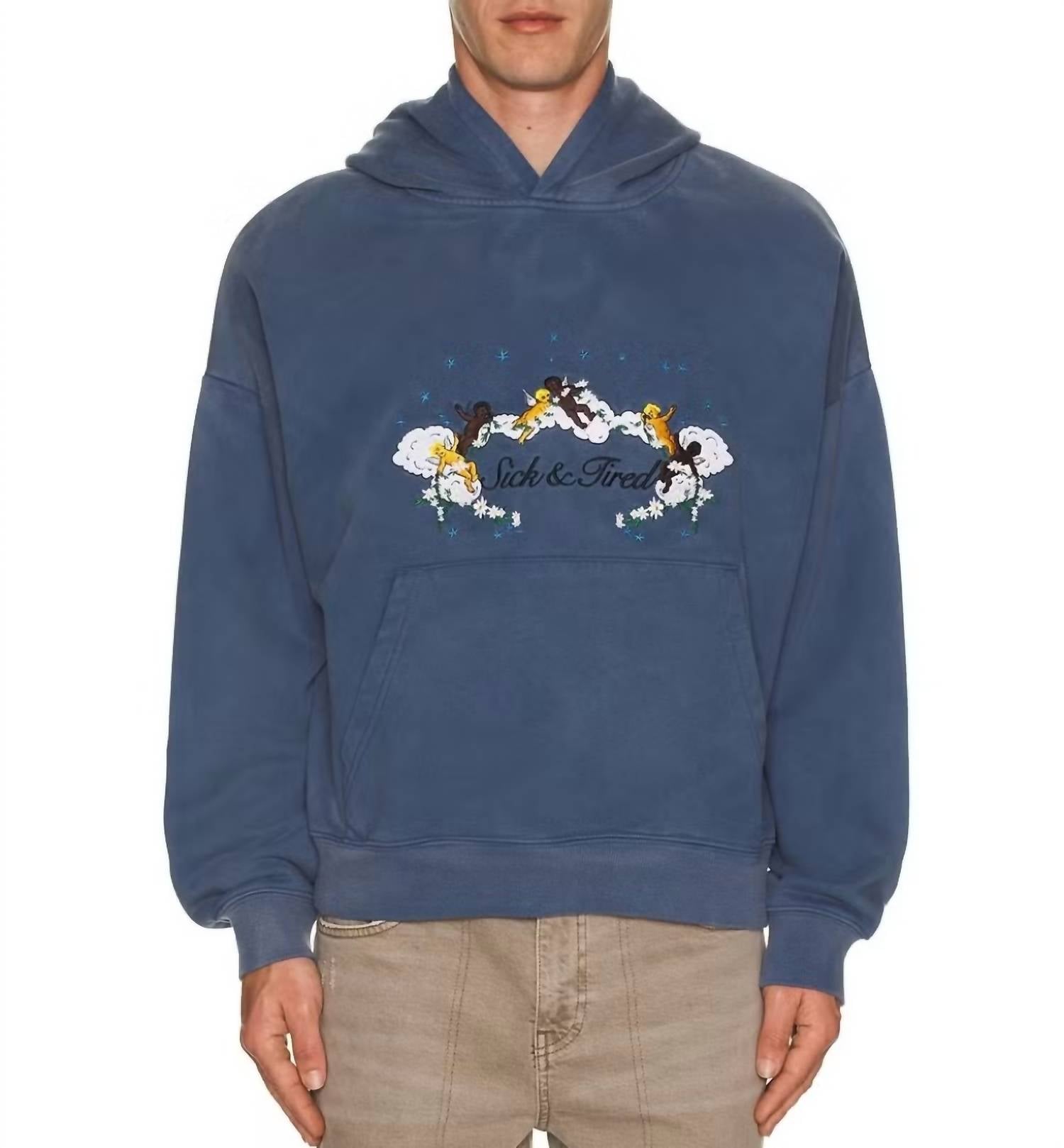 JUNGLES Sick & Tired Hoodie in blue - men's shirt