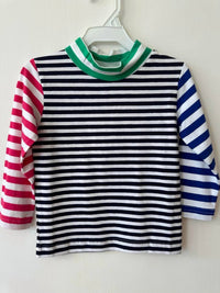 Florence Eiseman Girls' Stripe Mock Turtleneck Top in multi - kids' long sleeve top - detail view
