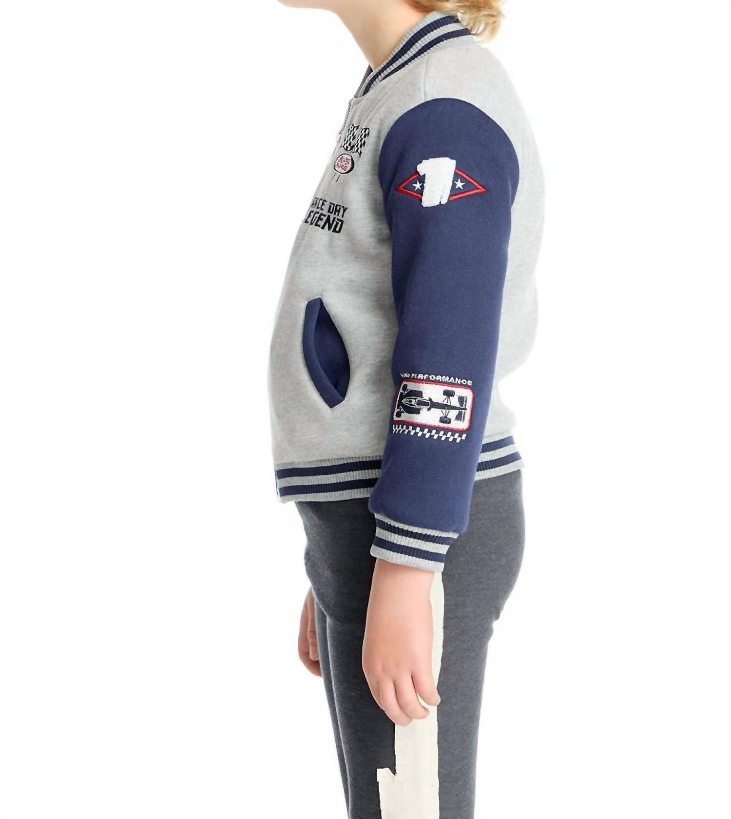 Chaser Boys Allan Bomber Jacket in navy heather grey - item - alternate view