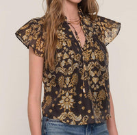 heartloom Wiley Short Sleeve Top in brown - women's blouse - alternate view