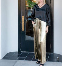 Emily Mccarthy - Pleated Metallic Pant