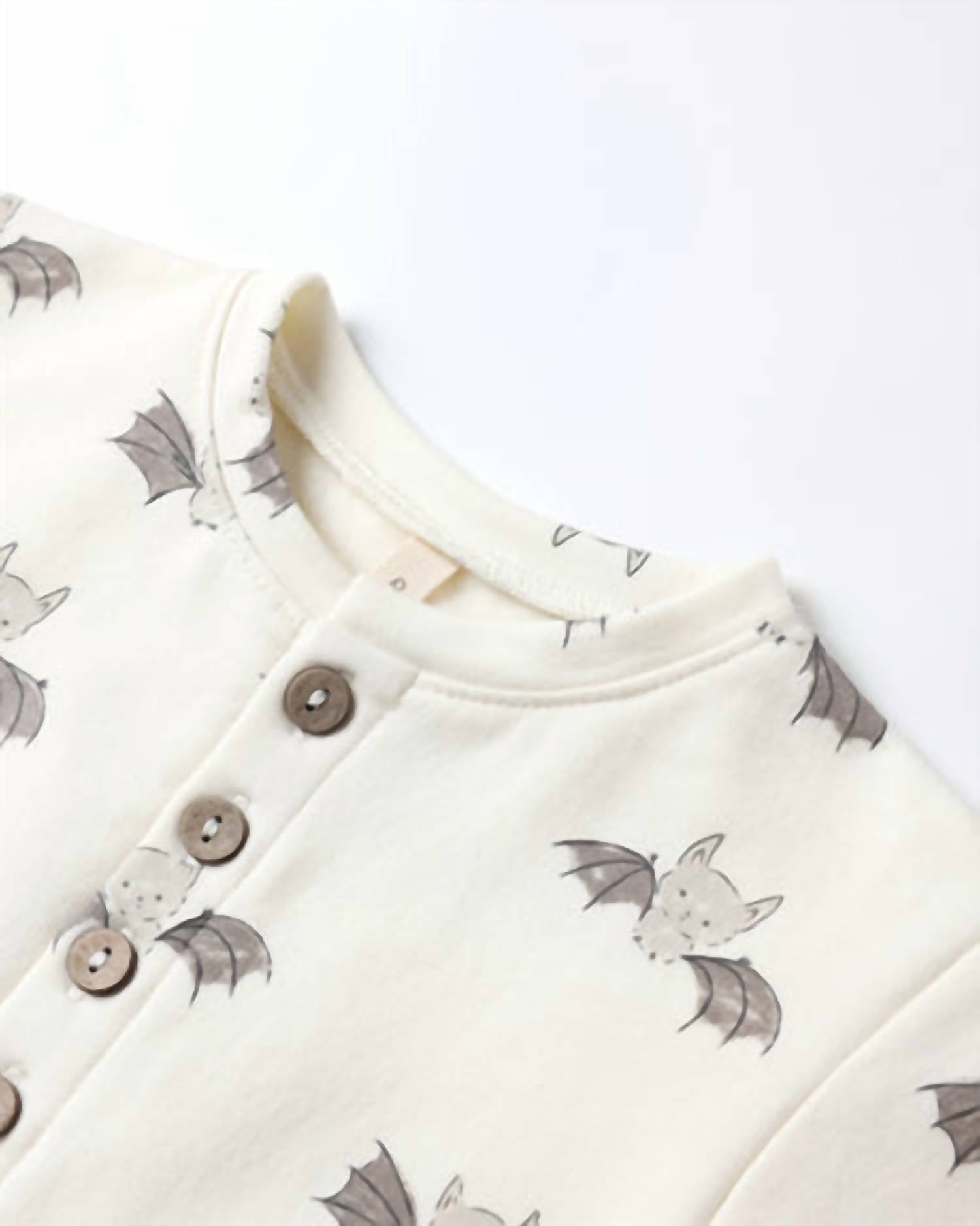 Quincy Mae Kid's Relaxed Fleece Jumpsuit in bats - kids' item - alternate view