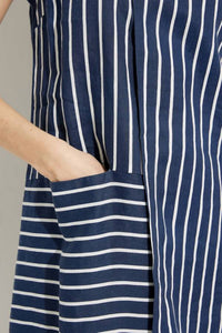 Charlie B - Linen Asymmetrical Stripe Dress with Front Pocket