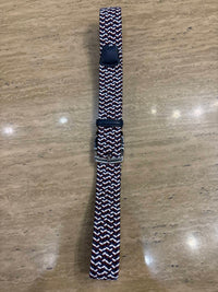 Torino Leather Men's Italian Braided Elastic Rayon Stretch Belt in blue red white - men's accessory - detail view