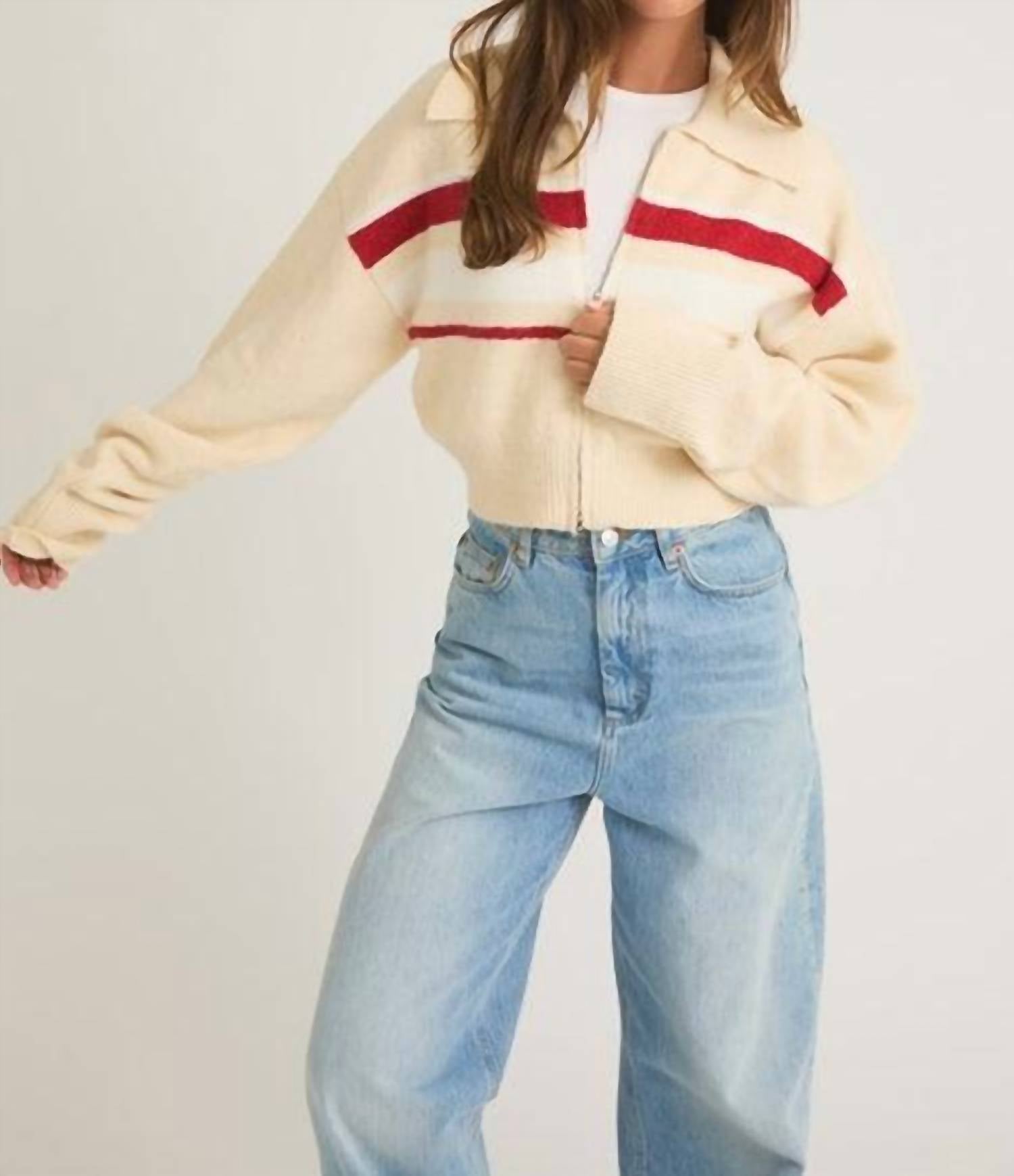 Le Lis - Collared Sweater Crop Jacket