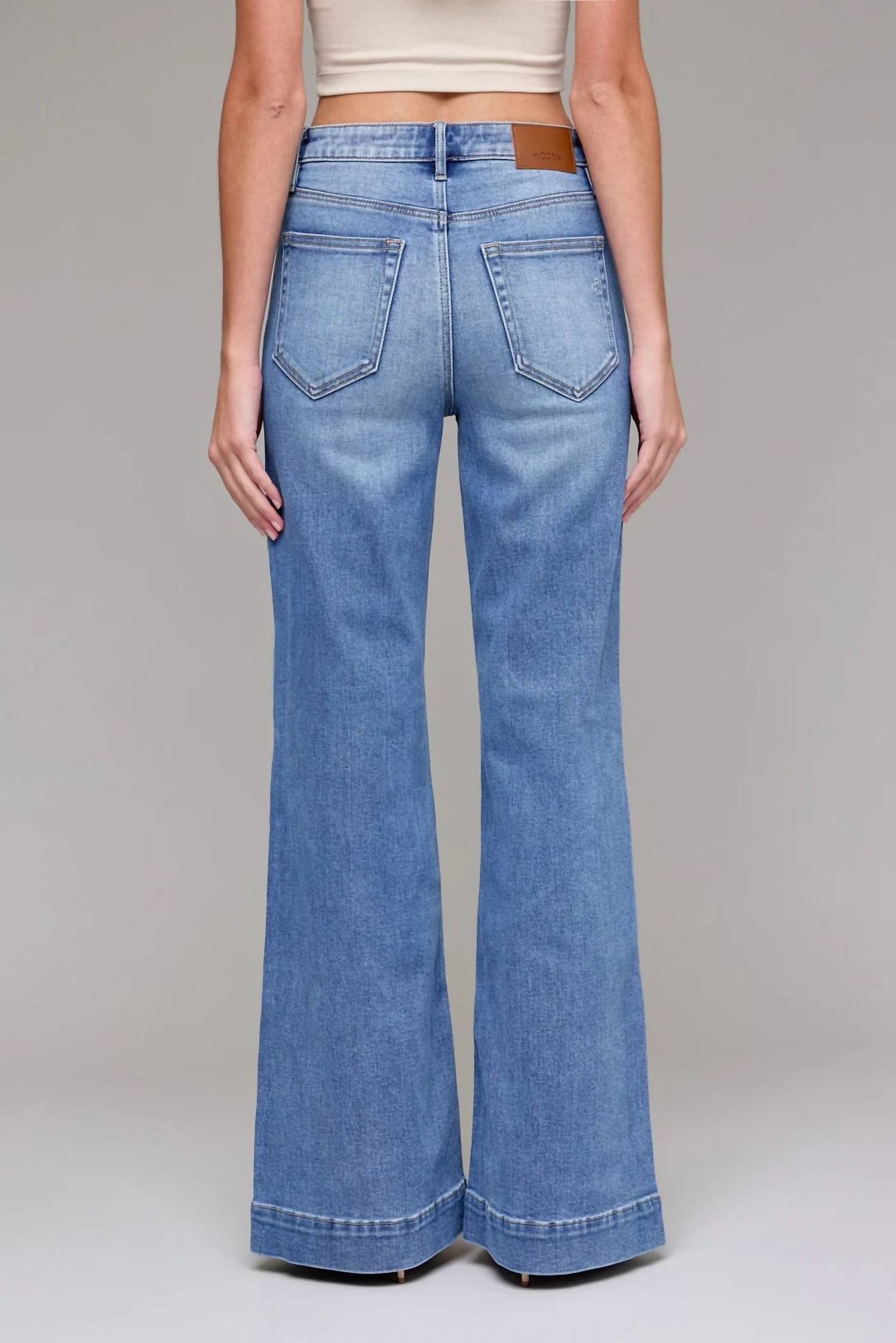 Hidden - Happi High Rise Sculpt Flare With Pin Tucks Jeans