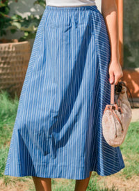 Greylin - Kendall Play Stripe Midi A-Line Skirt