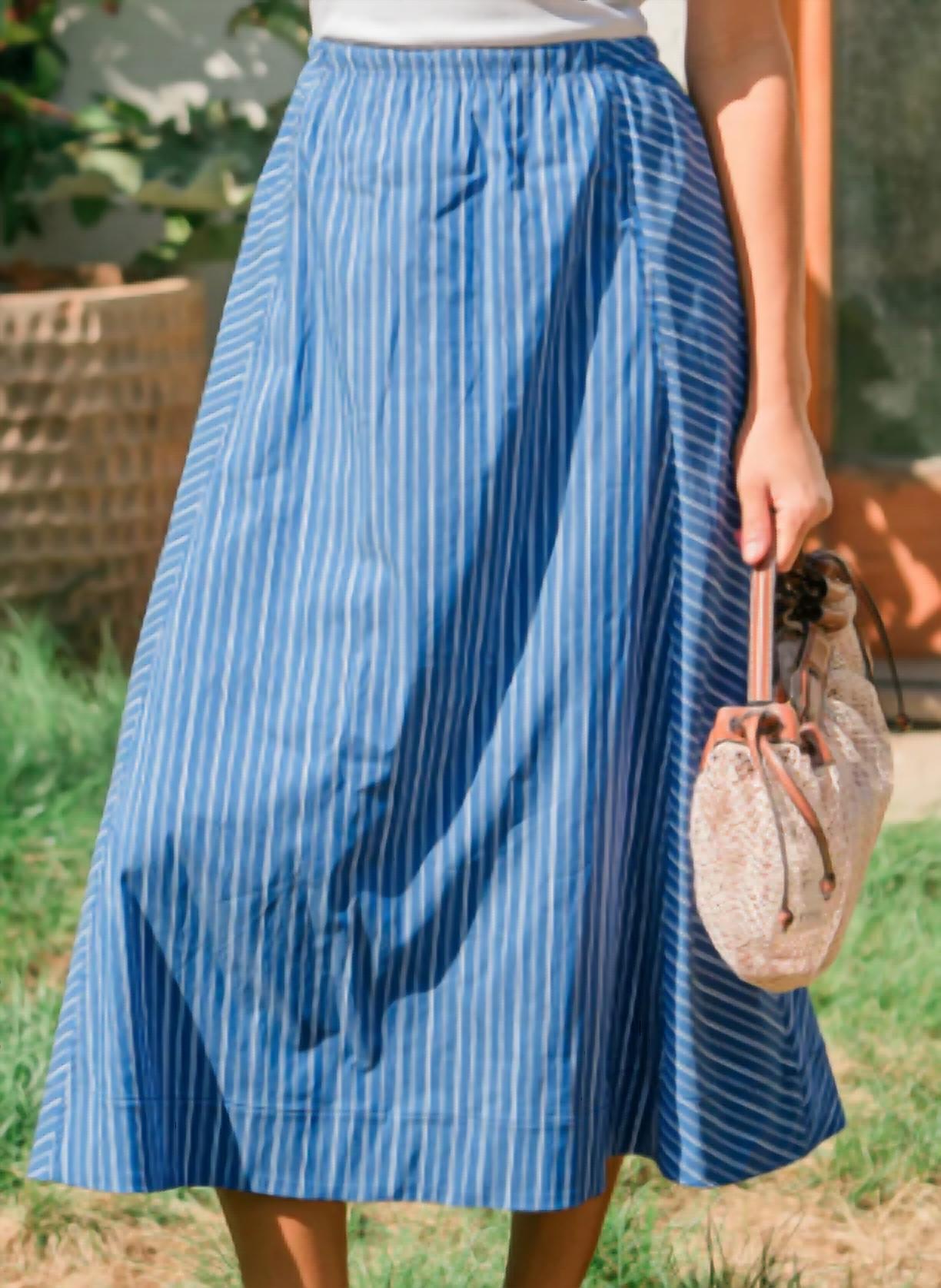 Greylin - Kendall Play Stripe Midi A-Line Skirt