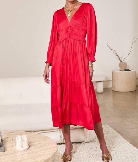 Current Air - V-neck Pleated Tiered Midi Dress