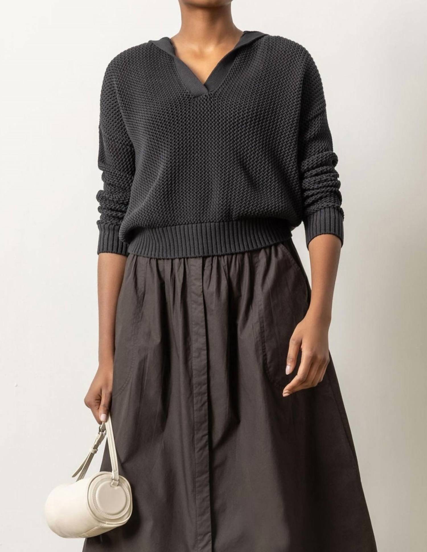 Lilla P - Hooded Split Neck Sweater