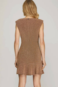 She + Sky - Metallic Ruffle Hem Mini Dress
