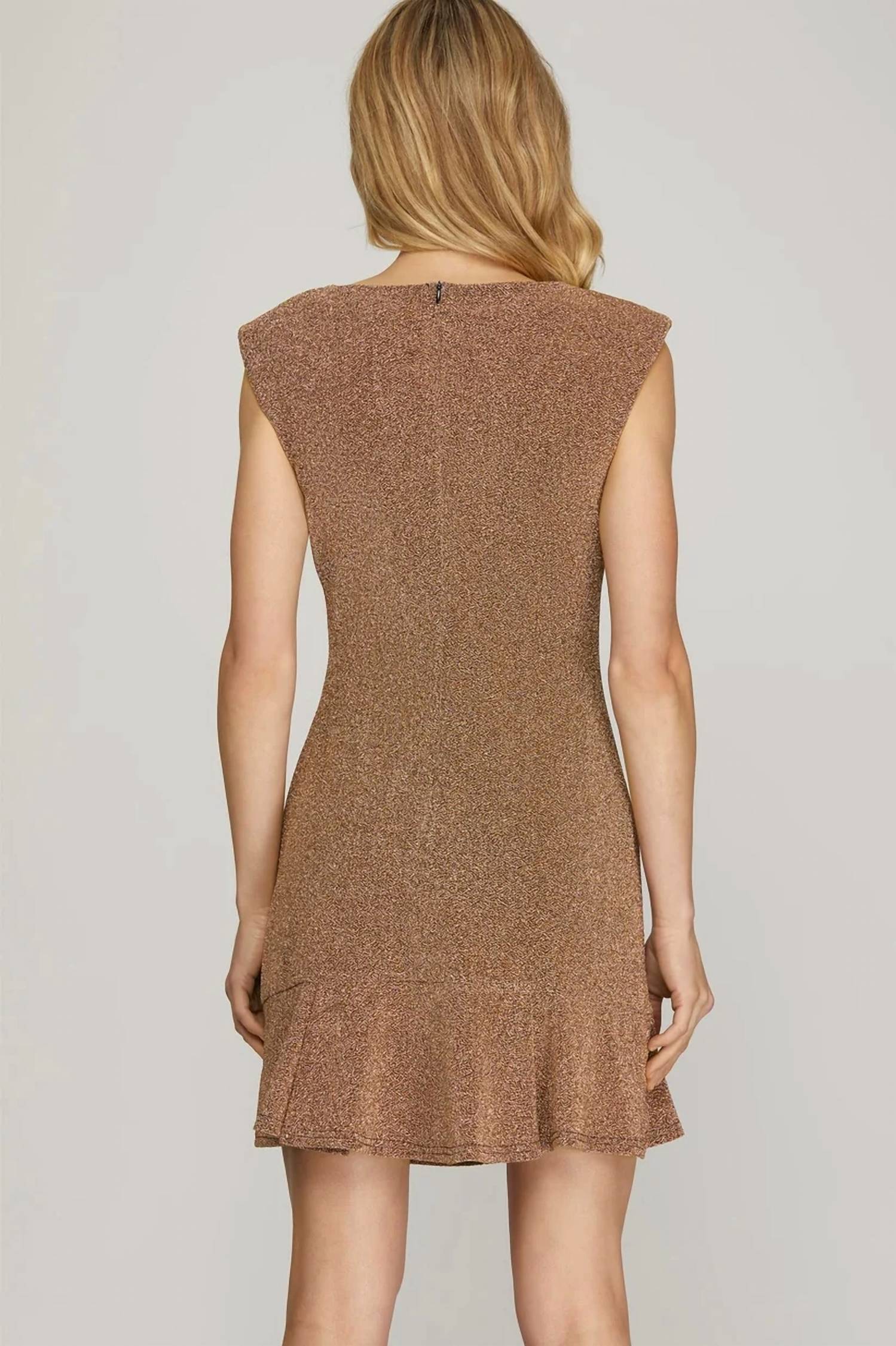 She + Sky - Metallic Ruffle Hem Mini Dress