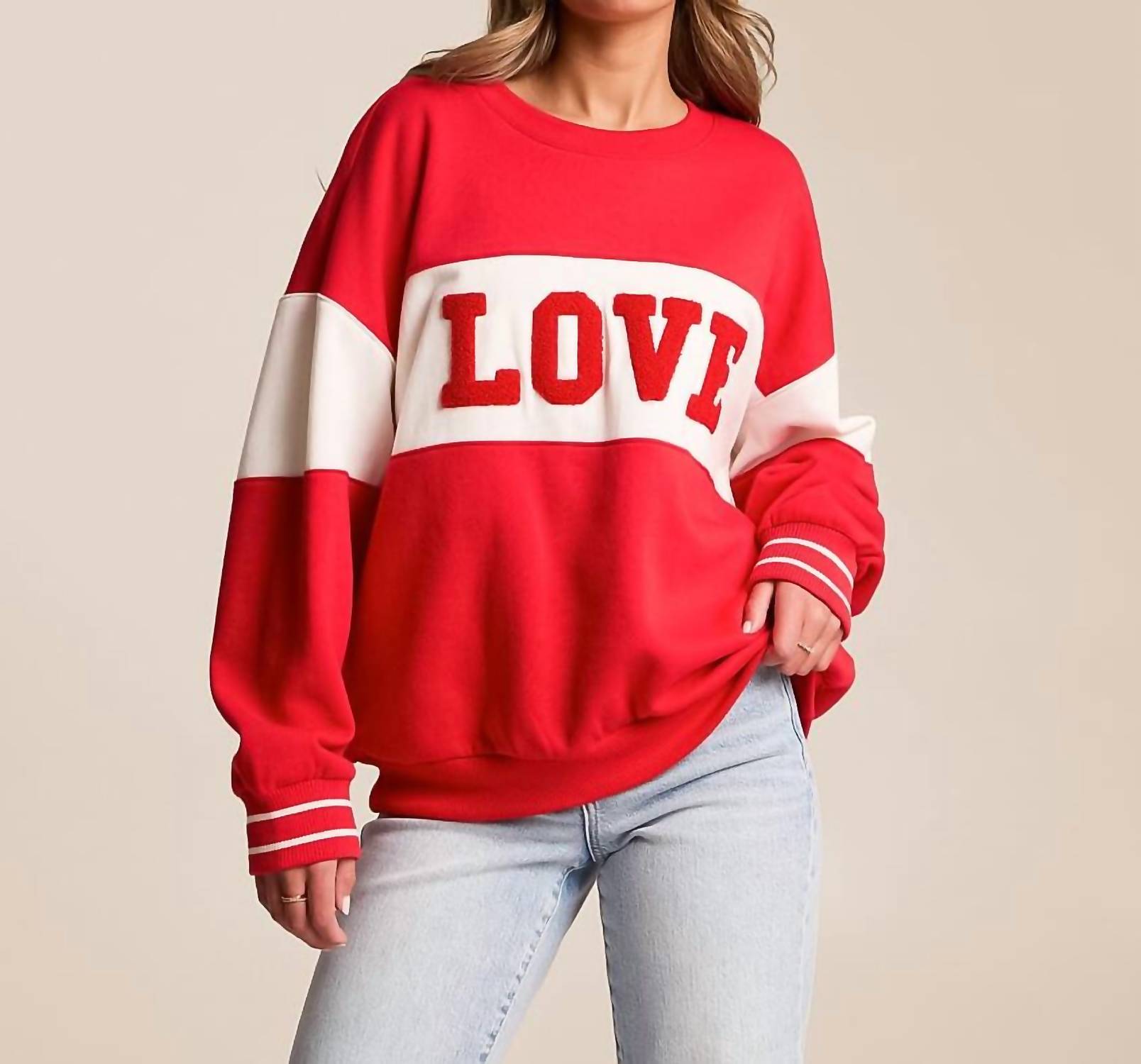 Z Supply Oversized Love Sweatshirt in kiss me red 2 - women's sweater