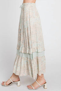Calista - Paisley Ruffle Maxi Skirt