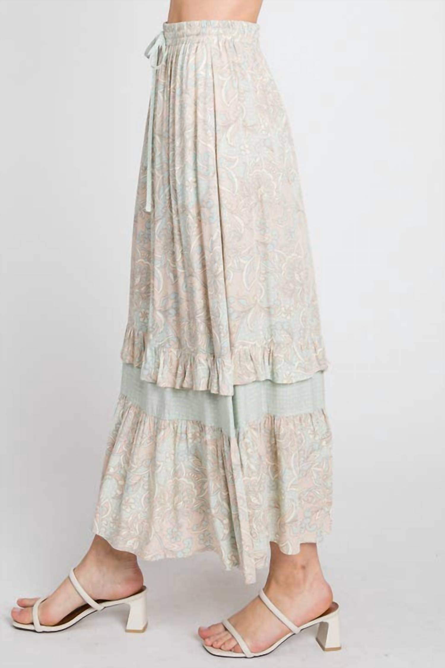 Calista - Paisley Ruffle Maxi Skirt