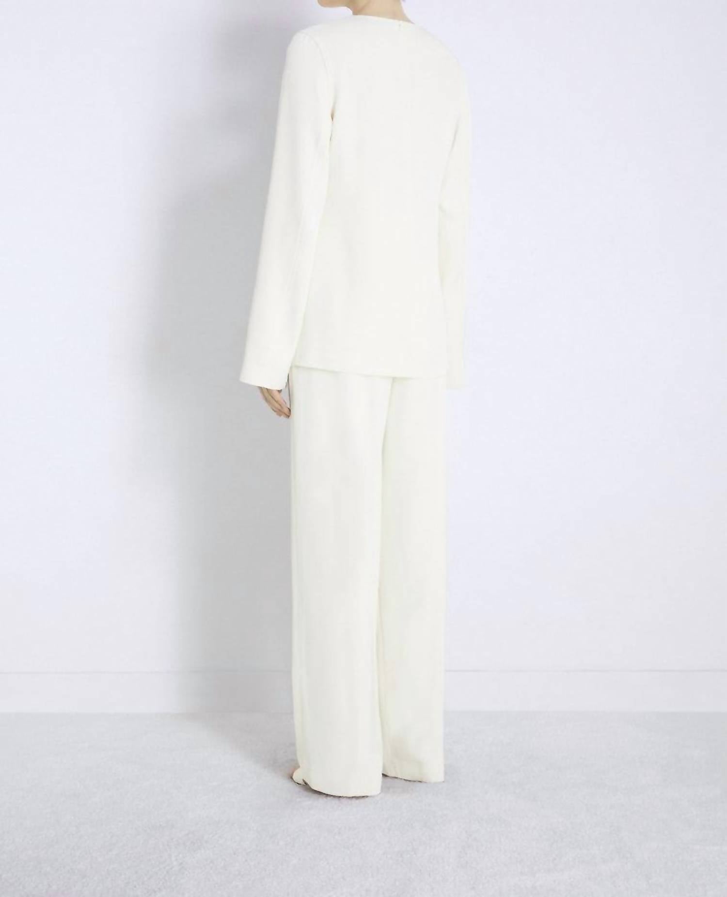 Loulou de Saison Renat Wool Blend Top in ivory - women's blouse - alternate view