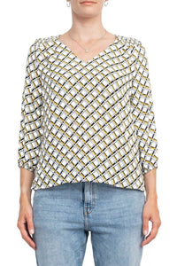 Counterparts - V Neck Elastic Shoulder Detail Elastic Cuff Top