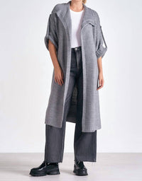 ELAN Long Sweater Cardigan in charcoal - women's cardigan