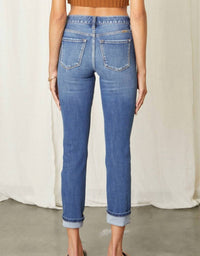 Kancan - Cane Mid Rise Slim Straight Leg Jeans