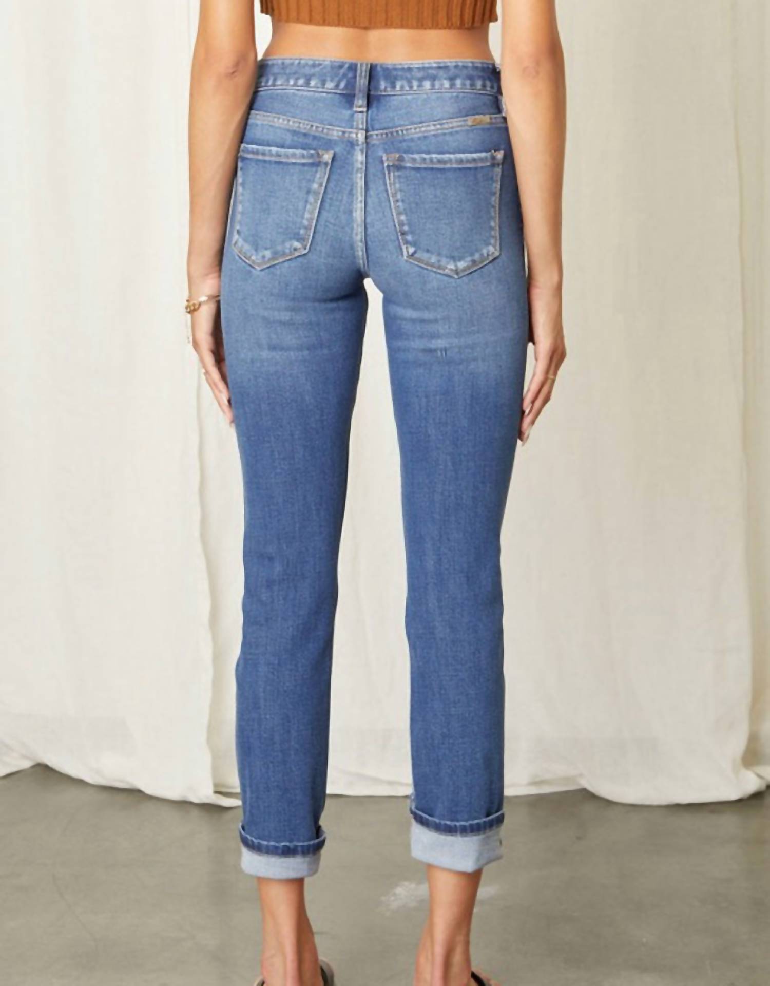 Kancan - Cane Mid Rise Slim Straight Leg Jeans