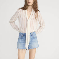 Frame - Striped Silk Tie Blouse