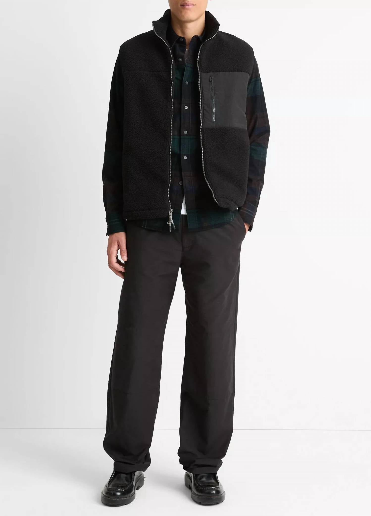 Vince Teddy Fleece Vest in black - men's jacket - alternate view
