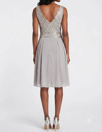 Sue Wong - Sleeveless Beaded Bodice Pleated Dress
