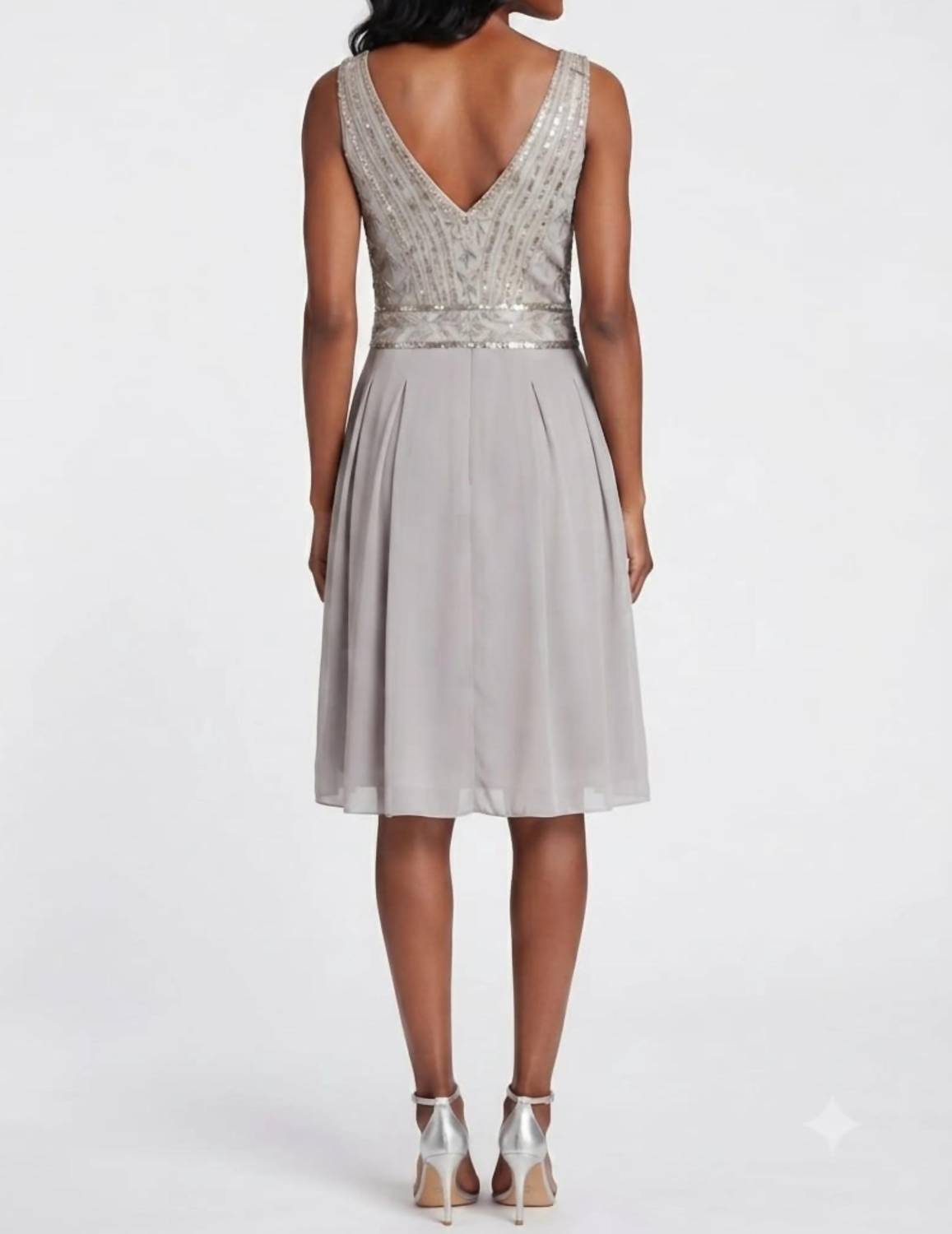 Sue Wong - Sleeveless Beaded Bodice Pleated Dress