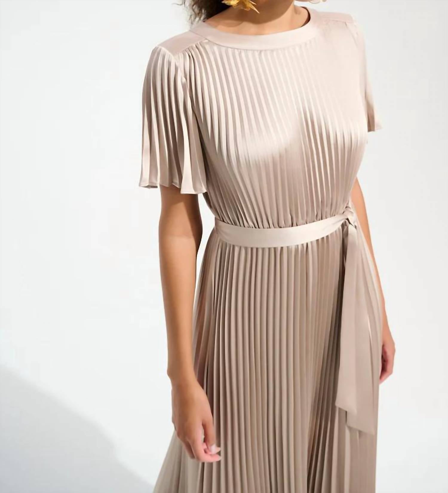 Joseph Ribkoff - PLEATED SATIN FIT & FLARE DRESS