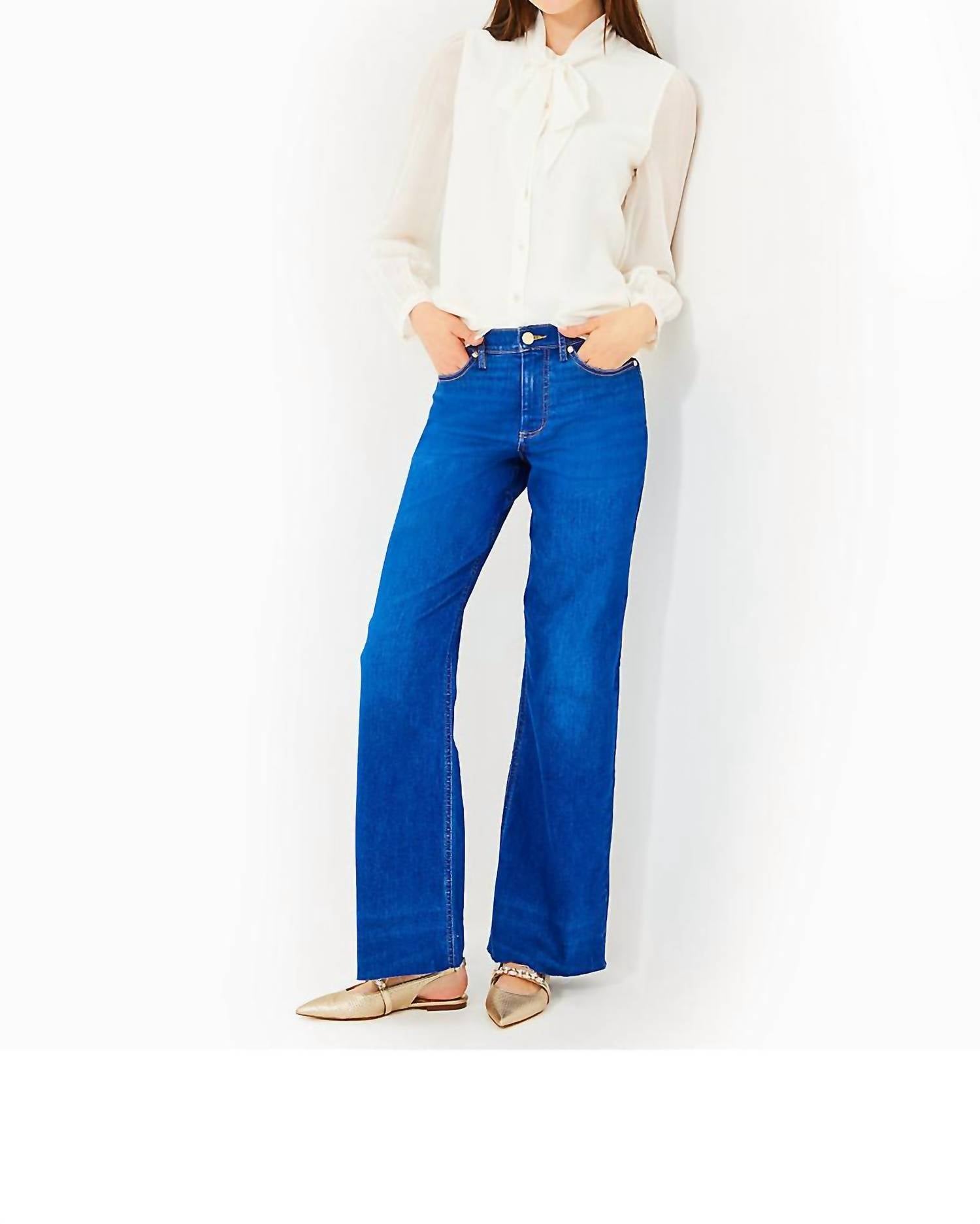 Lilly Pulitzer Teague Button Down Top in coconut - women's blouse - detail view