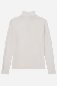 AMUNDSEN Women's Mila Half Zip Sweater in white - women's sweater - detail view