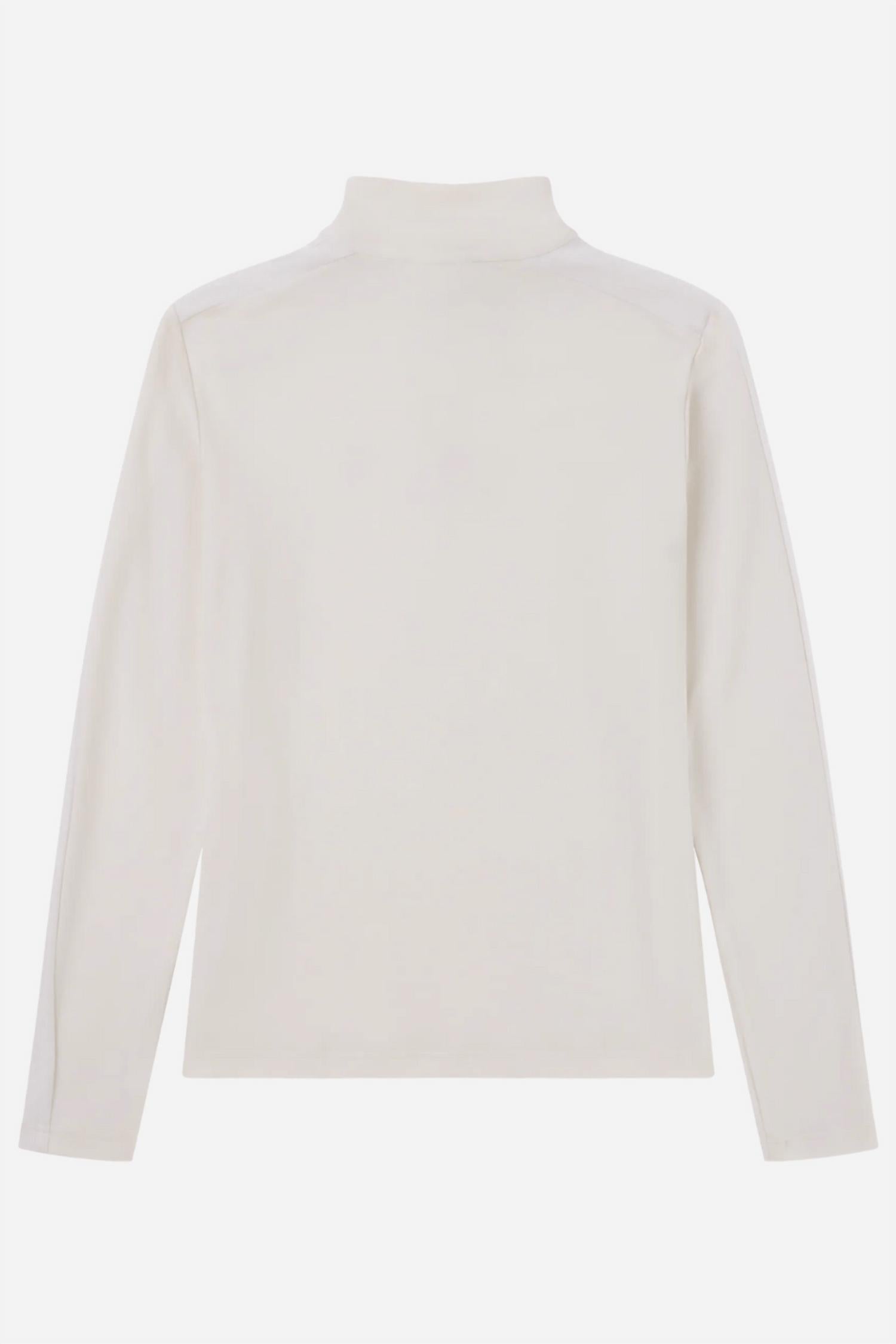 AMUNDSEN Women's Mila Half Zip Sweater in white - women's sweater - detail view