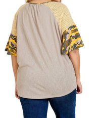Umgee - Camo Bell Sleeve Top