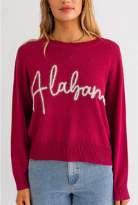 LE LIS Alabama Tinsel Sweater in crimson - women's sweater - detail view