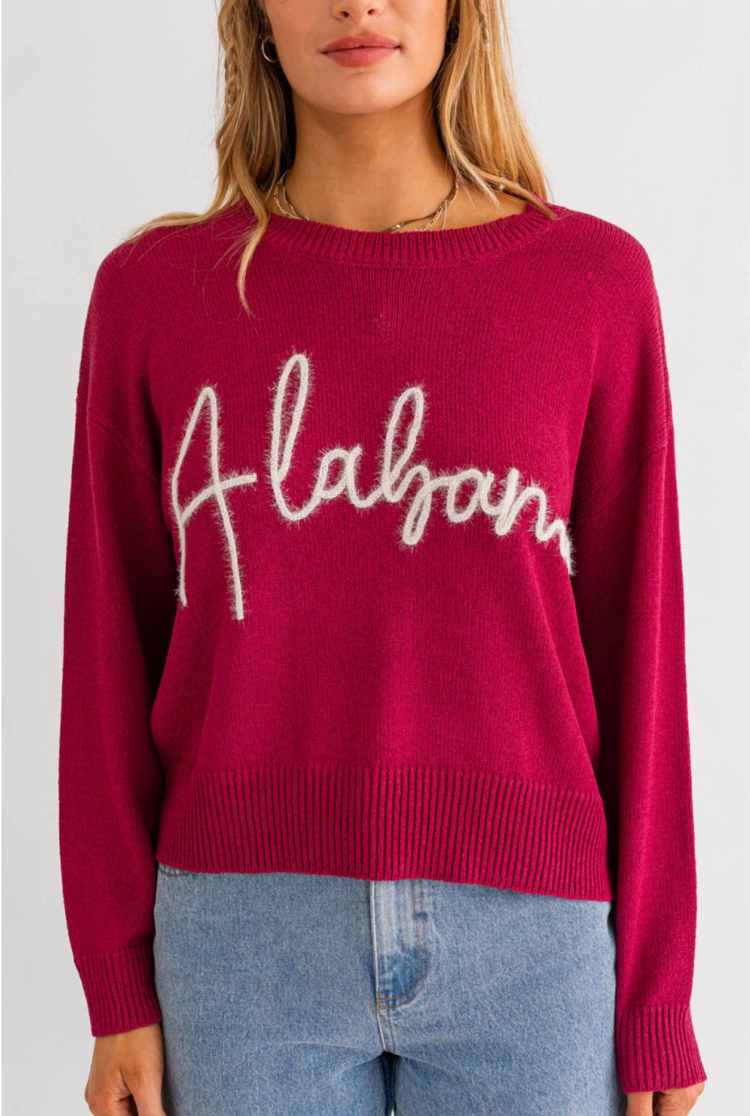 LE LIS Alabama Tinsel Sweater in crimson - women's sweater - detail view