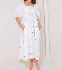 FLYING TOMATO Italian Printed Woven Dress in white - women's dress