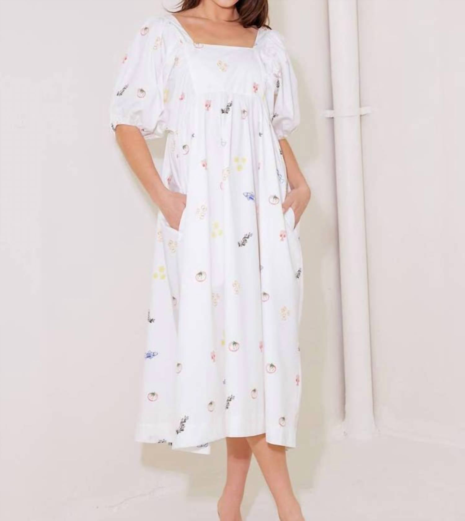 FLYING TOMATO Italian Printed Woven Dress in white - women's dress