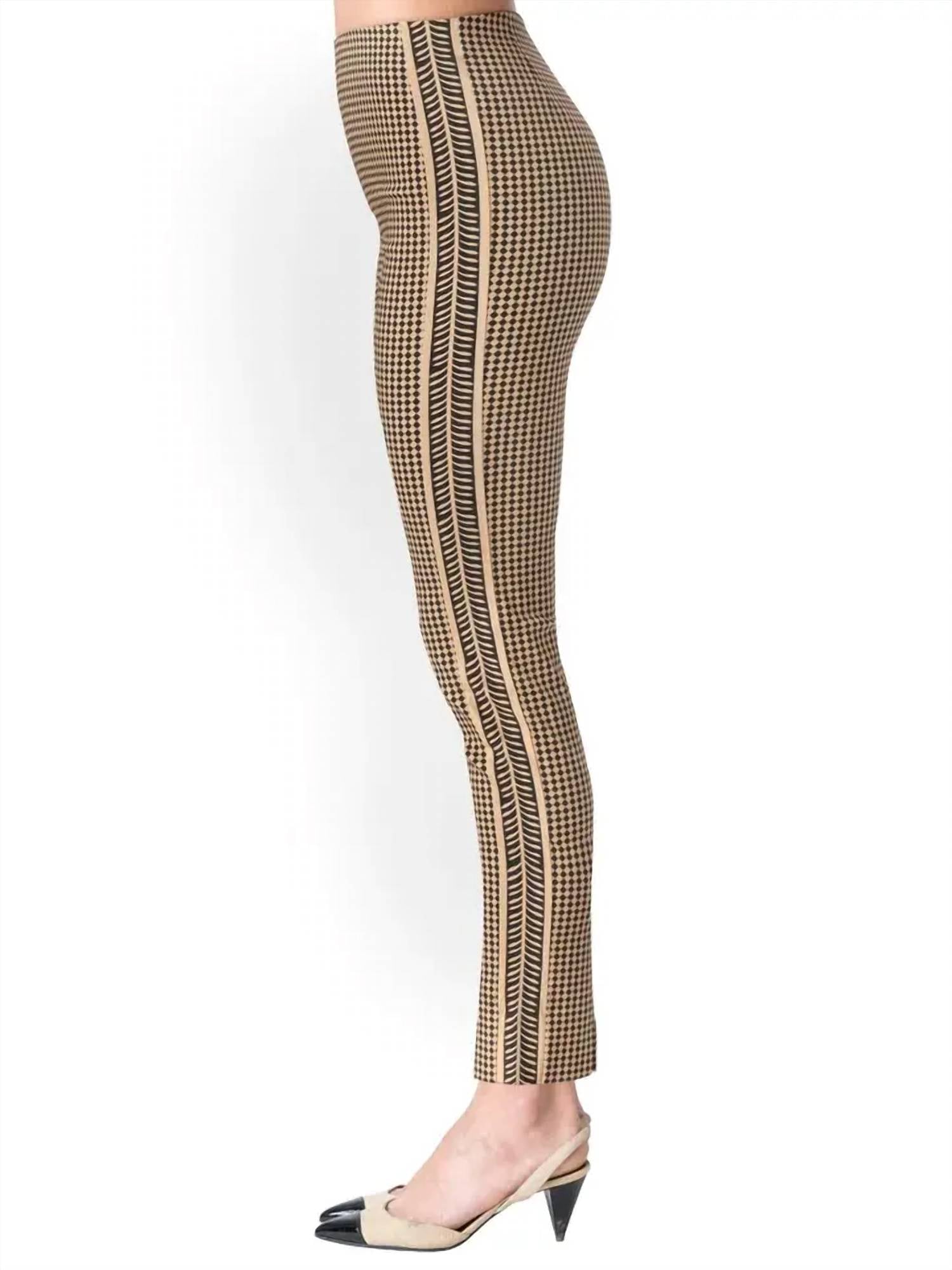 GRETCHEN SCOTT Checkmate Gripeless Pull On Pant in black khaki - women's pants - detail view