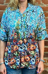 Shana Apparel - Dolman Crinkle Snap Button Shirt