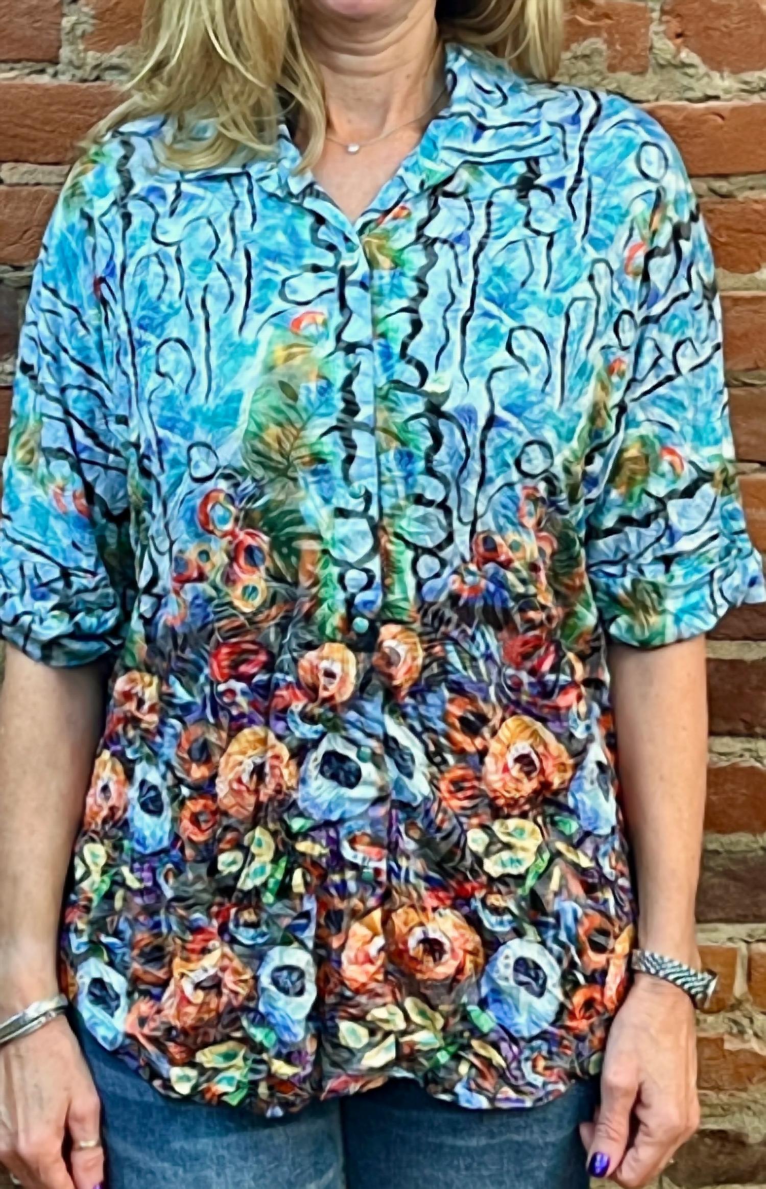 Shana Apparel - Dolman Crinkle Snap Button Shirt