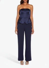 Adrianna Papell - Strapless Popover Satin Stretch Crepe Jumpsuit