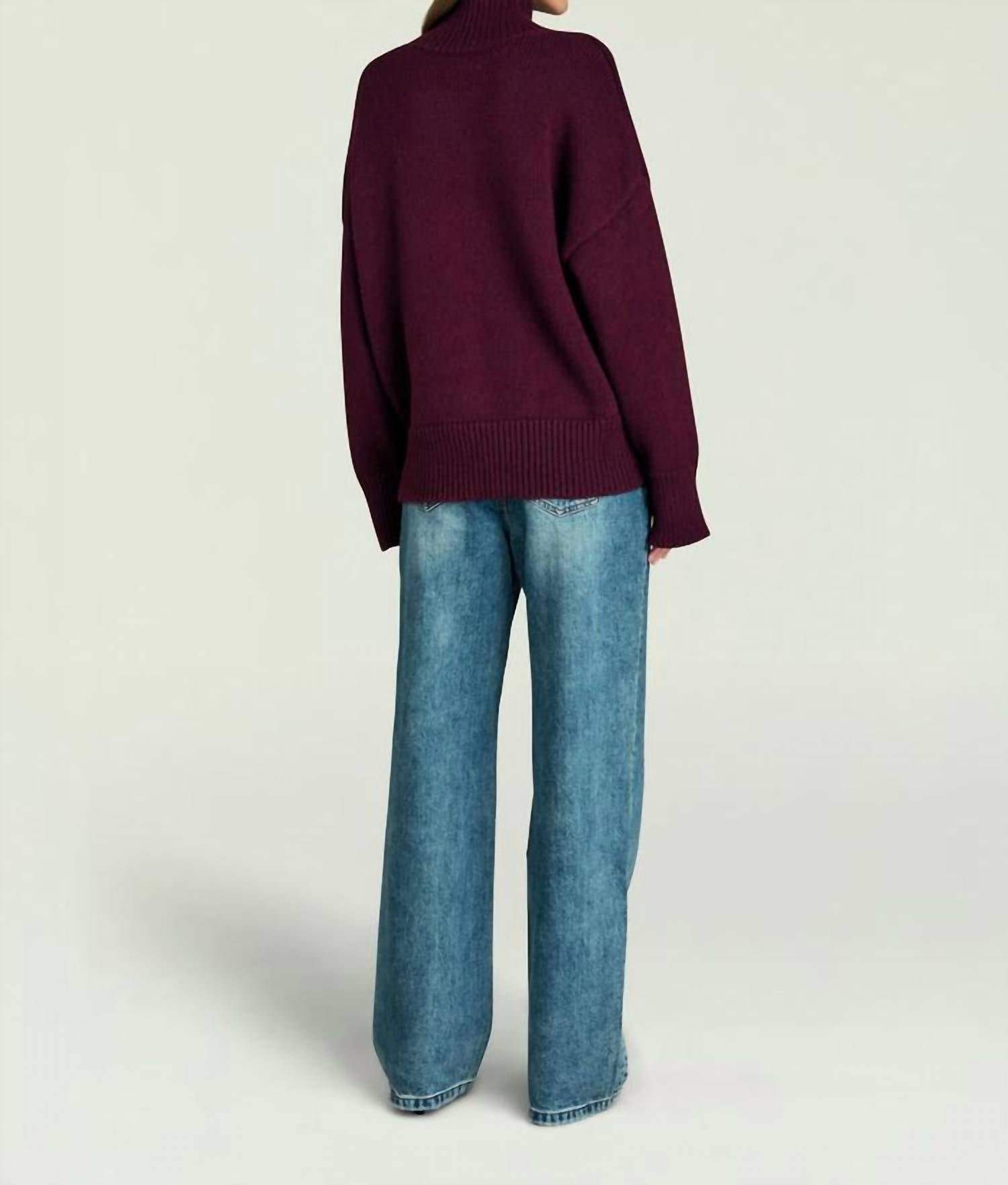 SER.O.YA Elsa Turtleneck Sweater in pinot - women's sweater - alternate view