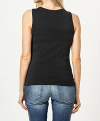 Lilla P Jewel Neck Tank Top in black - women's tank top - detail view