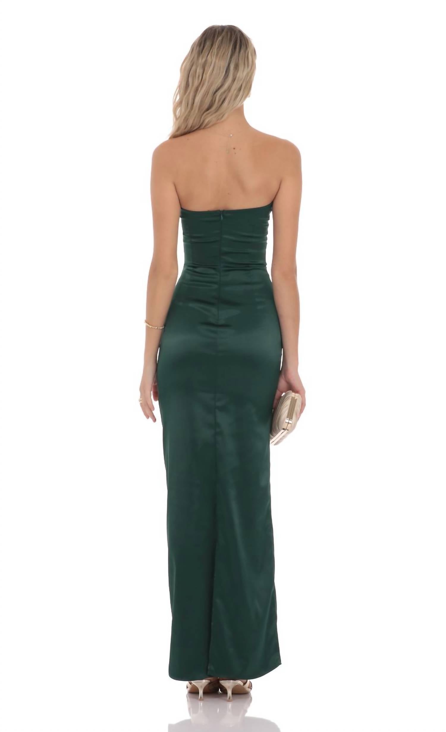 Lucy In The Sky - Satin V-strapless Maxi Dress