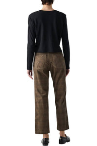 AMO Women's Lillian Corduroy Trouser in sand plaid - women's pants - detail view