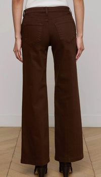 L'Agence Joanne Low Rise Wide Leg Jeans in brown - women's jeans - detail view
